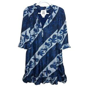 Figue Silk Floral Shift Dress S Lightweight Office Date Night Dark Romantic